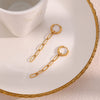 Fashion Personality Simple Popular Stainless Steel Earrings 18K Gold Plated With Geometric Long Pclip Chain And Gold Inlaid Design