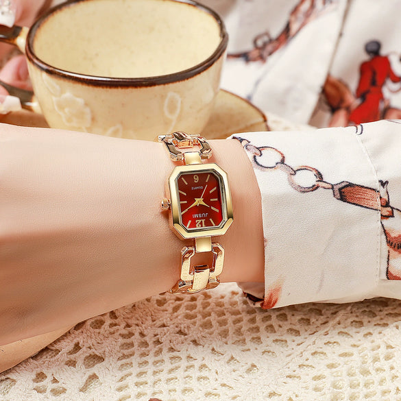 Fashion Personality Square Hollow Alloy Band Quartz Watch For Women