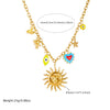 Fashion Personality Trend Cartoon Heart Eyes Face Sun Stainless Steel Gold Plated Necklace