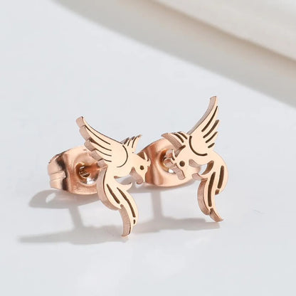 1 Pair Fashion Phoenix Hollow Out 304 Stainless Steel 18K Gold Plated Ear Studs