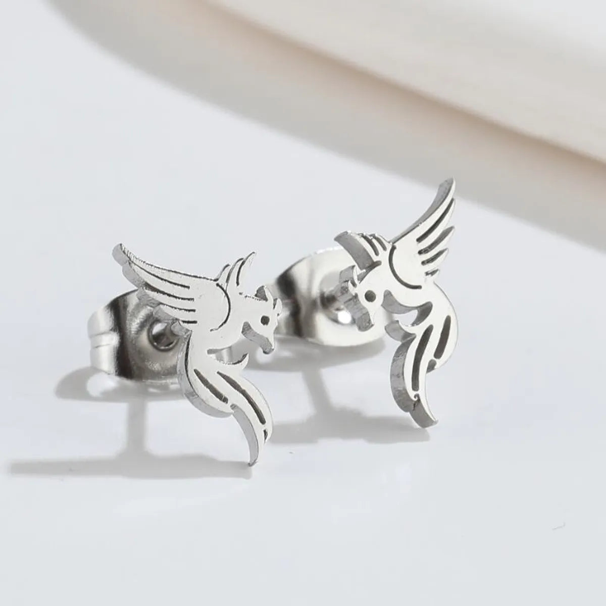 1 Pair Fashion Phoenix Hollow Out 304 Stainless Steel 18K Gold Plated Ear Studs