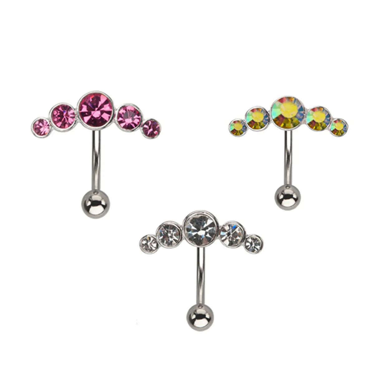 Fashion Piercing Jewelry Geometric Diamond Alloy Navel Ring