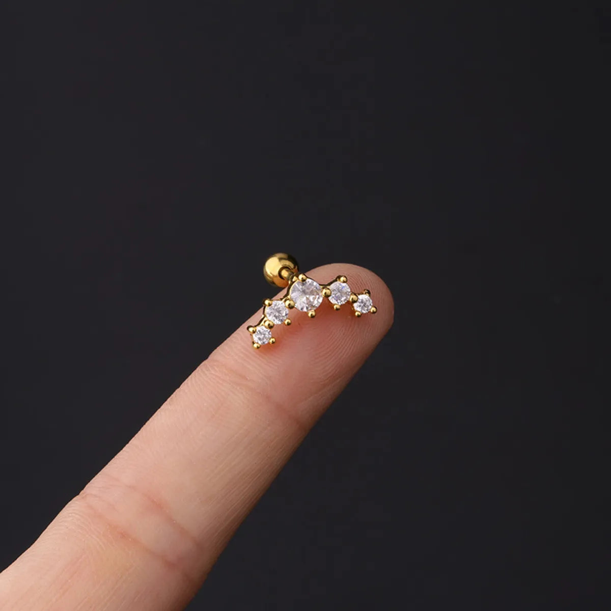 Fashion Geometric Plating Metal Artificial Gemstones Earrings Ear Studs