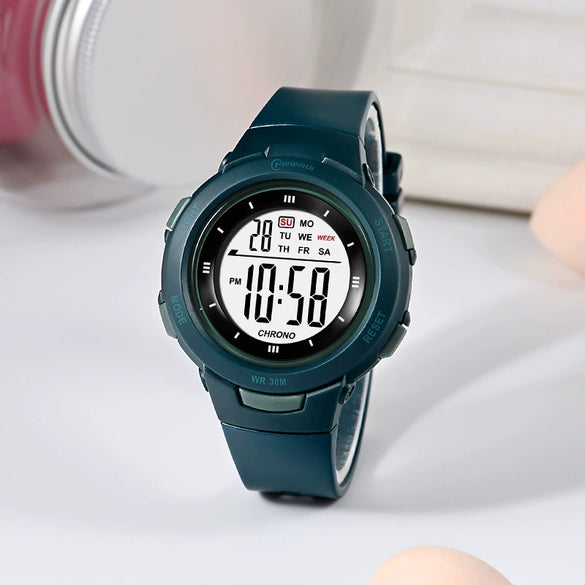 Fashion Pin Buckle Electronic Watch Plastic Case Pu Strap Organic Glass Mirror Round Dial Fresh Style Luminous Waterproof