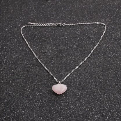 Fashion Pink Crystal Heart Pendant Necklace