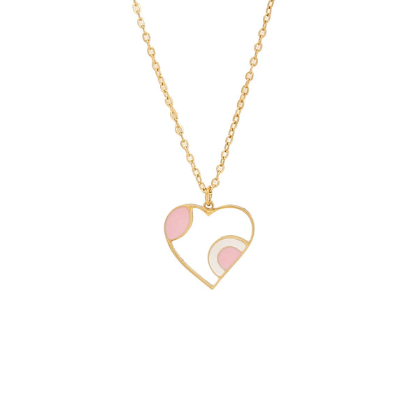 Fashion Pink Love Flower Heart Shape Butterfly Pendant Stainless Steel Necklace