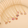 Fashion Pink Love Flower Heart Shape Butterfly Pendant Stainless Steel Necklace