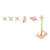 Fashion Pink Zircon Earrings Set Copper Material With Flower Pattern