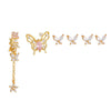 Fashion Pink Zircon Earrings Set Copper Material With Flower Pattern