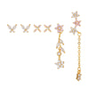 Fashion Pink Zircon Earrings Set Copper Material With Flower Pattern