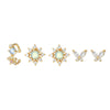 Fashion Pink Zircon Earrings Set Copper Material With Flower Pattern