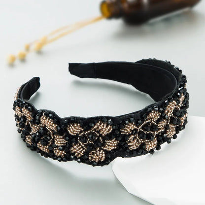 Fashion Plaid Cloth Inlay Rhinestone Hair Band