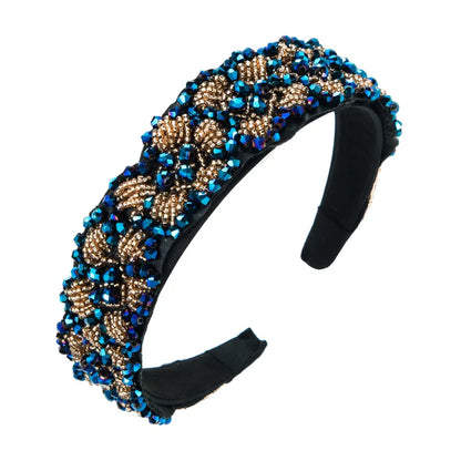 Fashion Plaid Cloth Inlay Rhinestone Hair Band