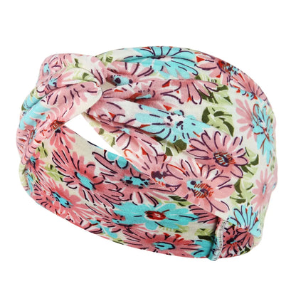 Fashion Plaid Flower Cloth Printing Hair Band 1 Piece