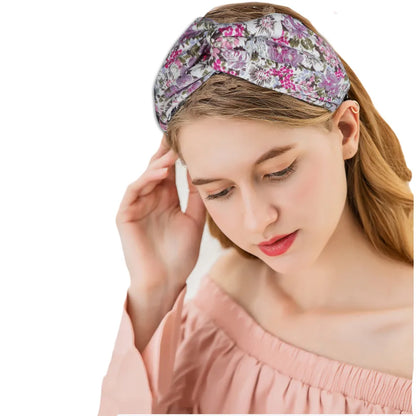 Fashion Plaid Flower Cloth Printing Hair Band 1 Piece