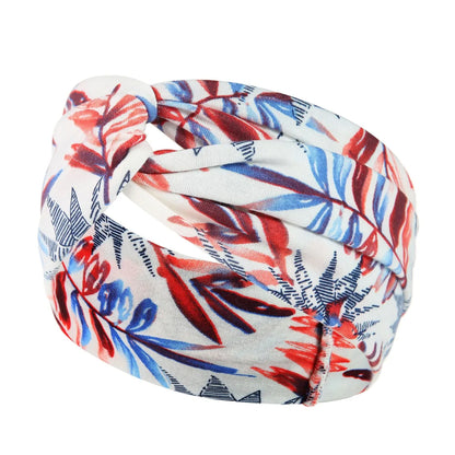 Fashion Plaid Flower Cloth Printing Hair Band 1 Piece