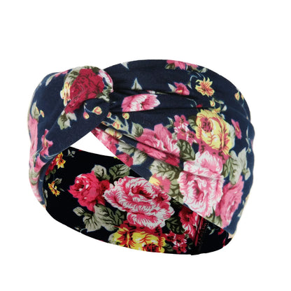 Fashion Plaid Flower Cloth Printing Hair Band 1 Piece