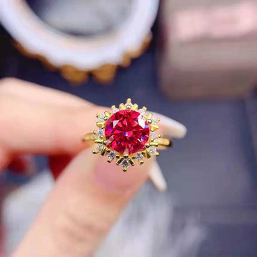 Fashion Plated 18k Ring Snowflake Full Diamond Open Copper Ring