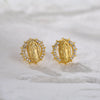 Fashion Plated Real Gold Micro Inlaid Zircon Virgin Geometric Copper Ear Stud Earrings