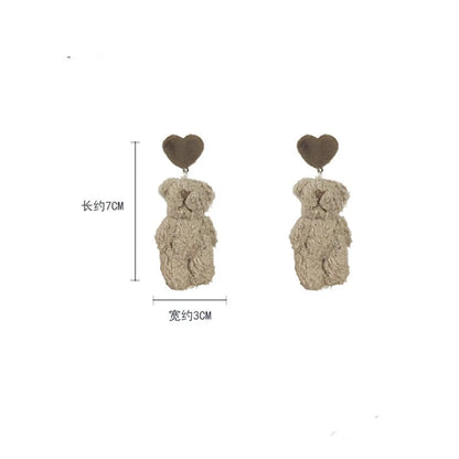 Fashion Plush Bear Earrings Cute Fur Ball Earrings Wholesale