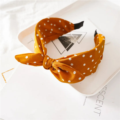 Fashion Polka Dots Bow Knot Cloth Printing Hair Band 1 Piece