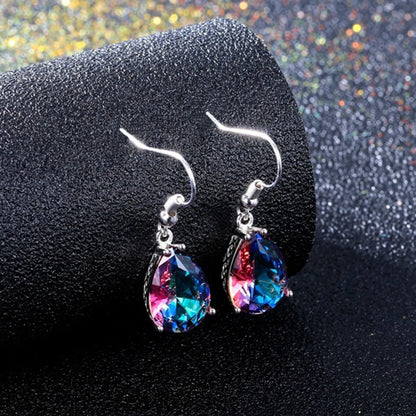 Fashion Pop Color Crystal Water Drop Earrings