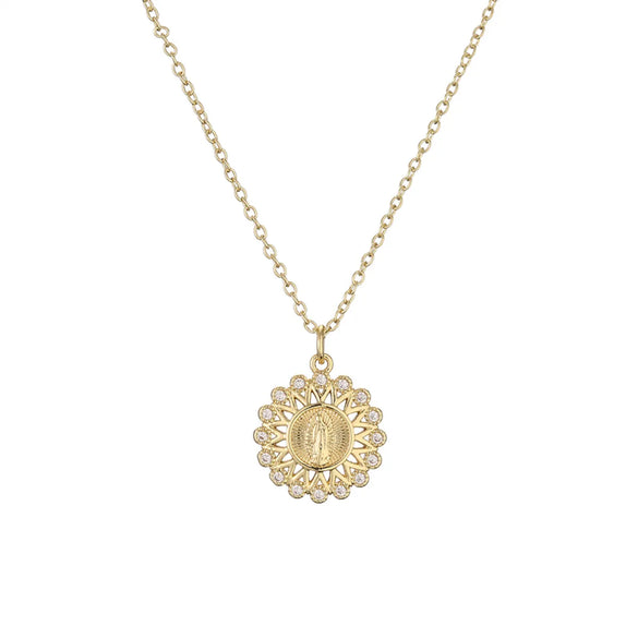 Fashion Portrait Geometric Copper Enamel Inlay Zircon Pendant Necklace 1 Piece