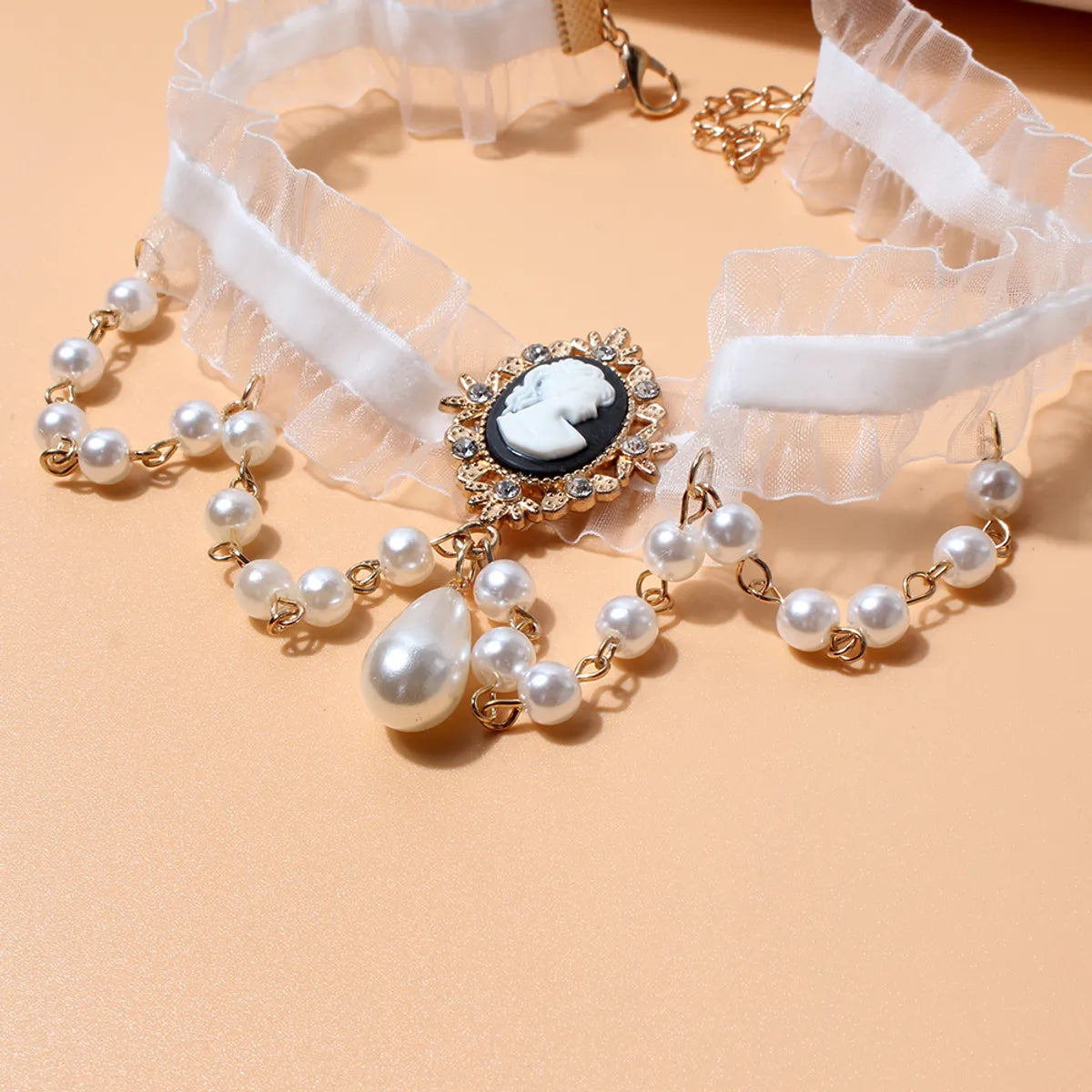 Fashion Portrait Imitation Pearl Women's Choker 1 Piece