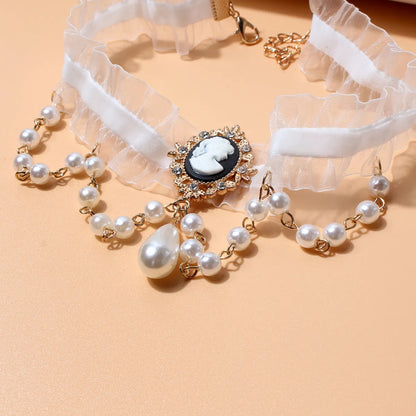 Fashion Portrait Imitation Pearl Women's Choker 1 Piece