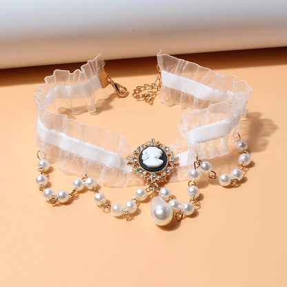 Fashion Portrait Imitation Pearl Women's Choker 1 Piece