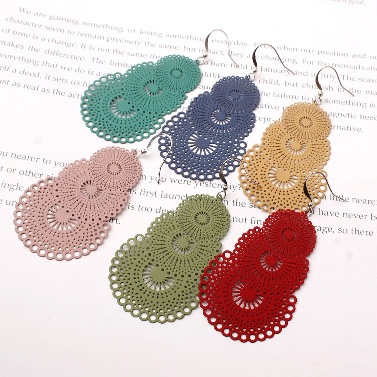 Fashion Printing Metal Stoving Varnish Women's Earrings 1 Pair