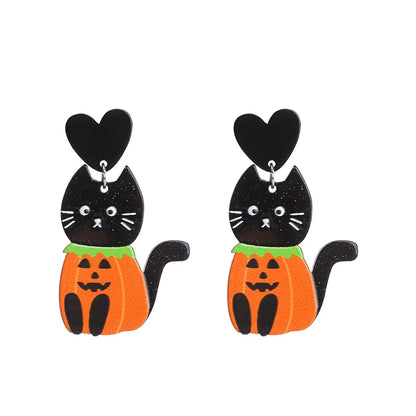 Fashion Pumpkin Letter Ghost Patchwork Arylic Earrings