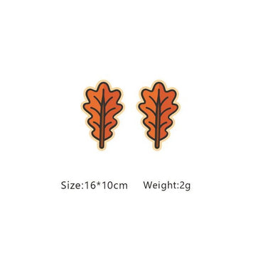 Fashion Pumpkin Maple Leaf Tree Wood Women's Ear Studs 1 Pair