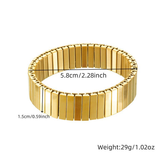 Fashion Punk Metal Retro Geometric Stainless Steel Gold Plated Bracelet
