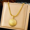 Fashion Punk Personality Spiral Disc Gold Plated Snake Bone Chain Stainless Steel Necklace With Geometric Pattern