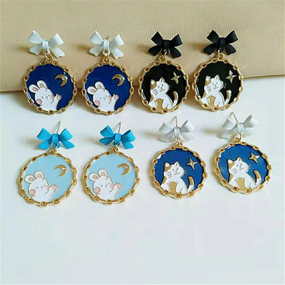 Fashion Rabbit Cat Alloy Enamel Women'S Drop Earrings 1 Pair