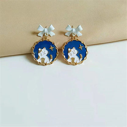 Fashion Rabbit Cat Alloy Enamel Women'S Drop Earrings 1 Pair