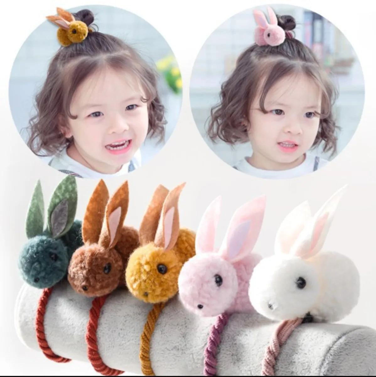 Fashion Rabbit Plush Patchwork Hair Clip Hair Tie 1 Piece