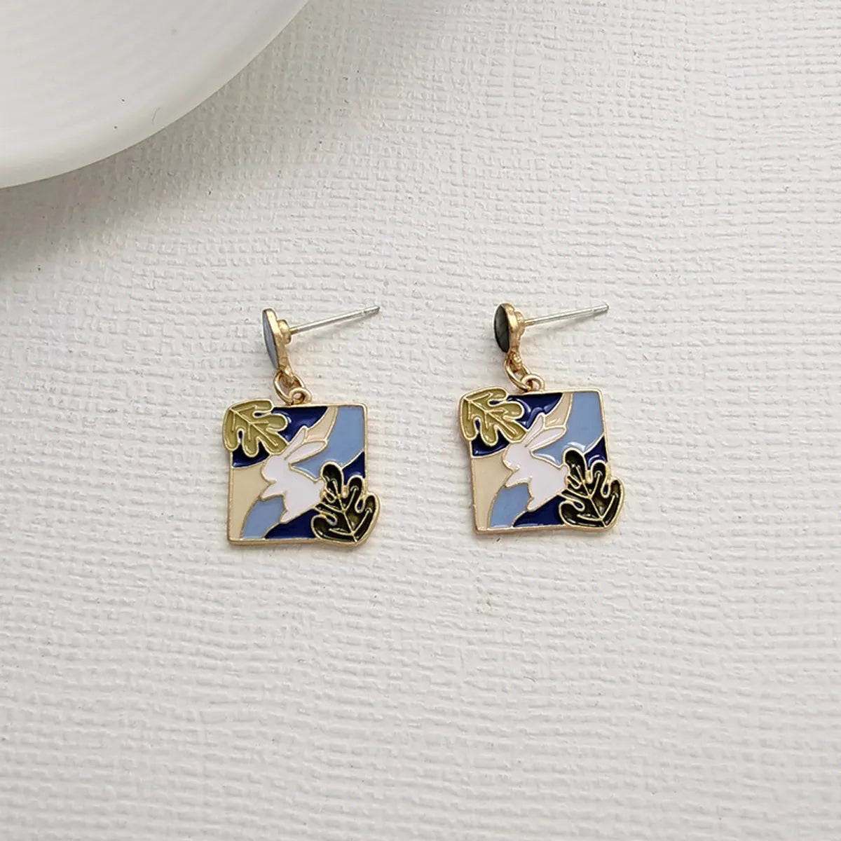 Fashion Rabbit Square Alloy Enamel Earrings