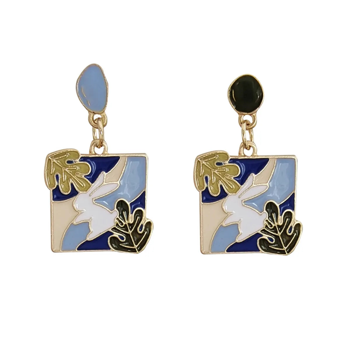 Fashion Rabbit Square Alloy Enamel Earrings