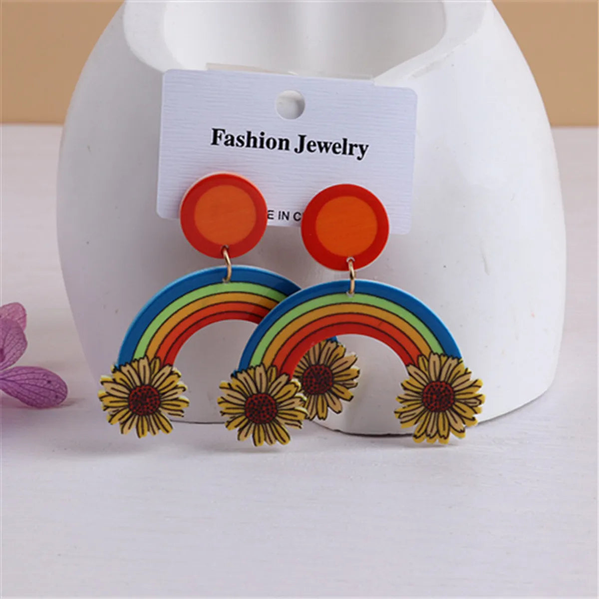 Fashion Rainbow Arylic Women'S Drop Earrings 1 Pair