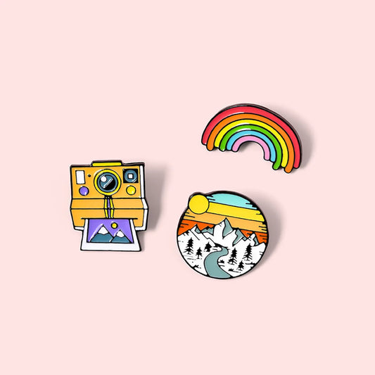 Fashion Rainbow Camera Alloy Enamel Unisex Brooches