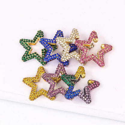 Fashion Rainbow Color Rhinestone Star Stud Earrings