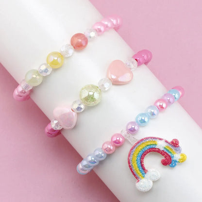 Fashion Rainbow Heart Shape Arylic Kid's Bracelets