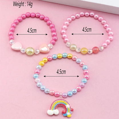 Fashion Rainbow Heart Shape Arylic Kid's Bracelets