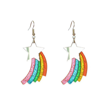 Fashion Rainbow Star Arylic No Inlaid Earrings