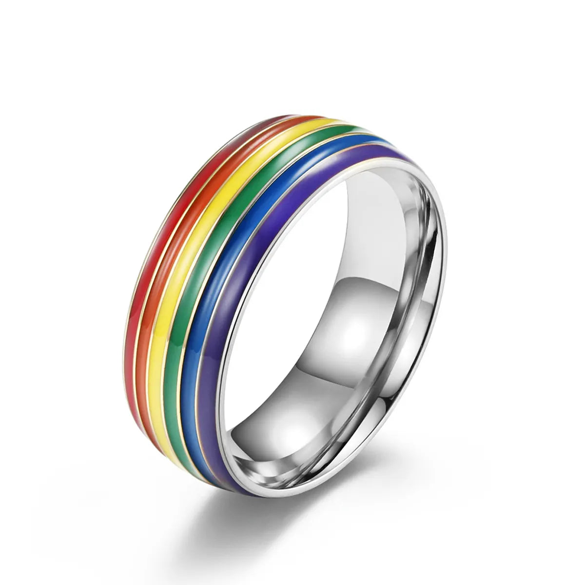 Fashion Rainbow Titanium Steel Rings Epoxy Stainless Steel Rings