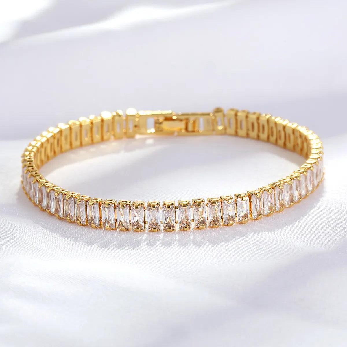 Fashion Rectangle Copper Bracelets Plating Inlaid Zircon Copper Bracelets