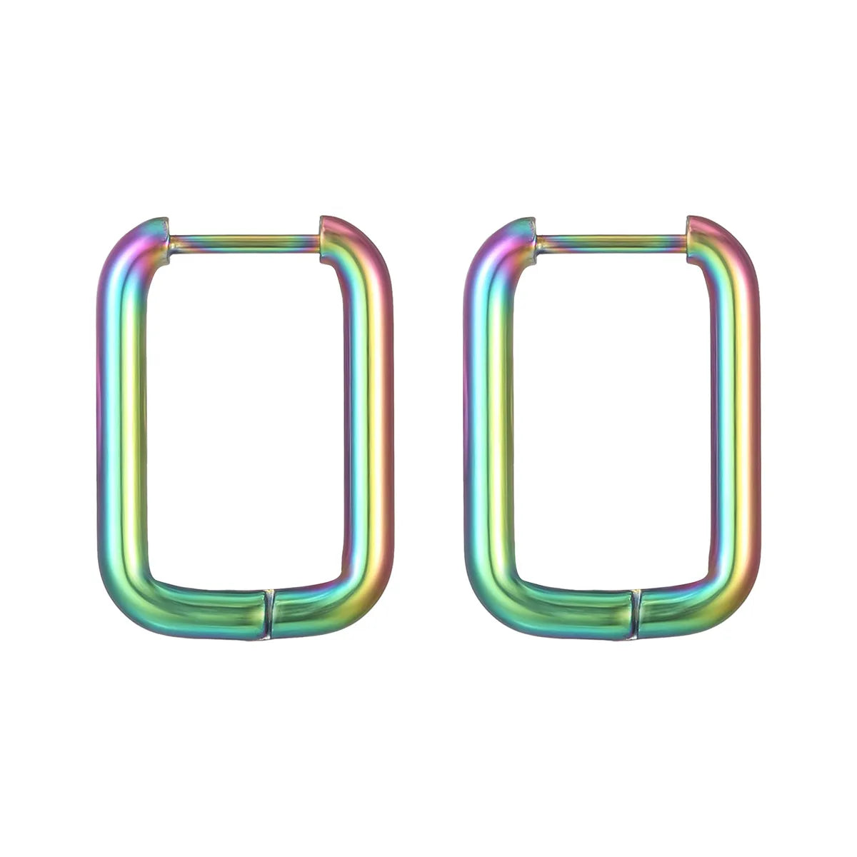 1 Pair Fashion Rectangle Plating 201 Stainless Steel 18K Gold Plated Hoop Earrings