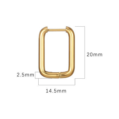 1 Pair Fashion Rectangle Plating 201 Stainless Steel 18K Gold Plated Hoop Earrings